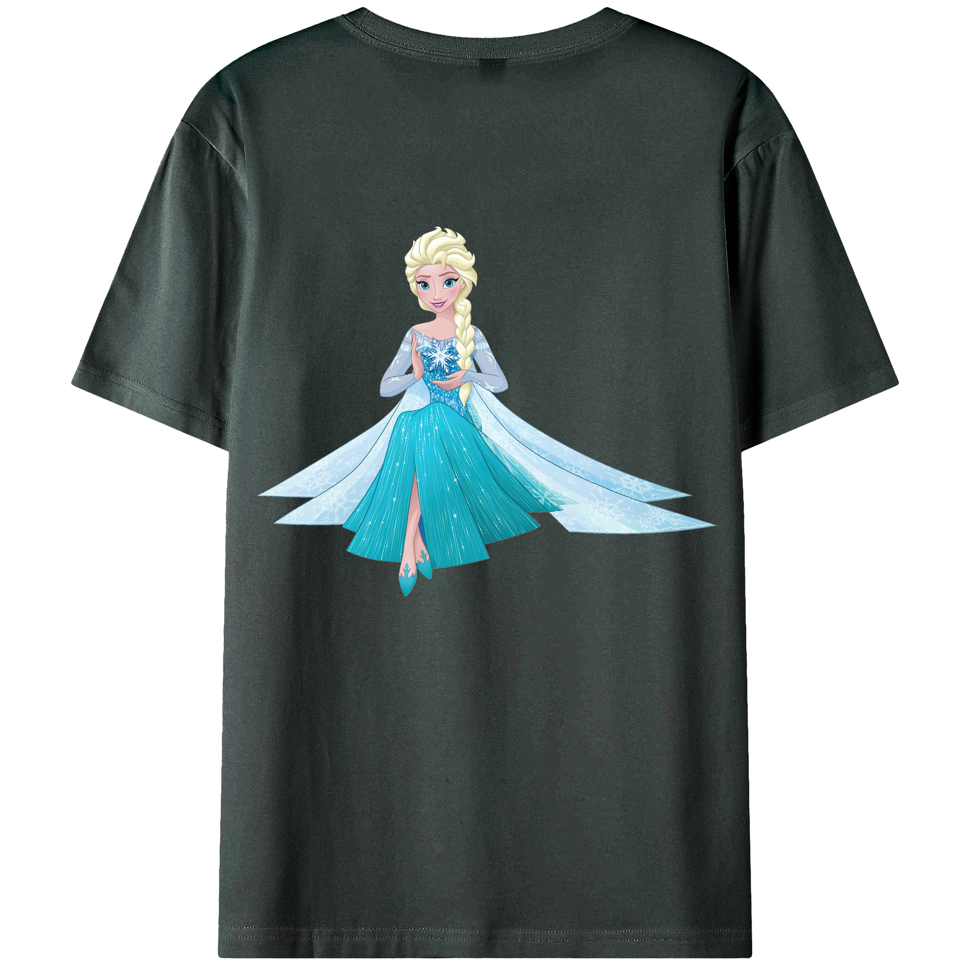 （画像用） アナと雪の女王 アンナ エルサ Frozen Anna Elsa 綿100％ メンズ半袖Tシャツ（バックプリント） 通気性